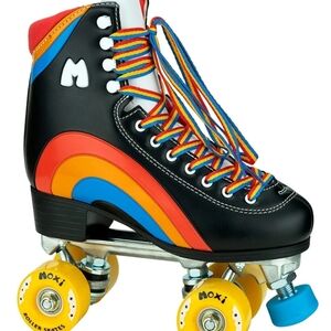 Black Roller Skates with Multicolor Accents